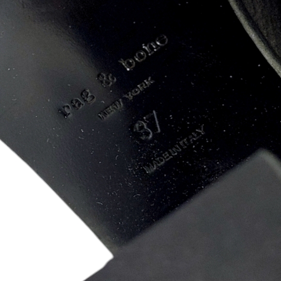 Rag & Bone Wyatt Black Leather Slingback Open Toe Bootie Heel Women Size 37 6.5 - Picture 9 of 10